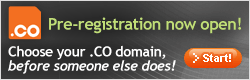 Pre-registration now open!  Choose your .CO domain, before someone else does!